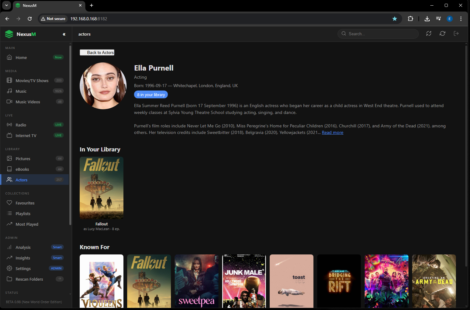 NexusM Actor Profile page