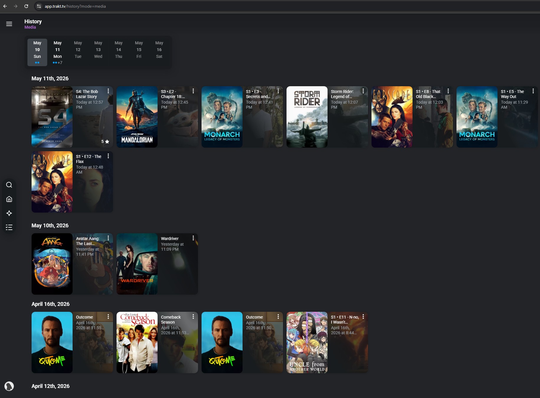 NexusM Trakt.tv watch history scrobbling