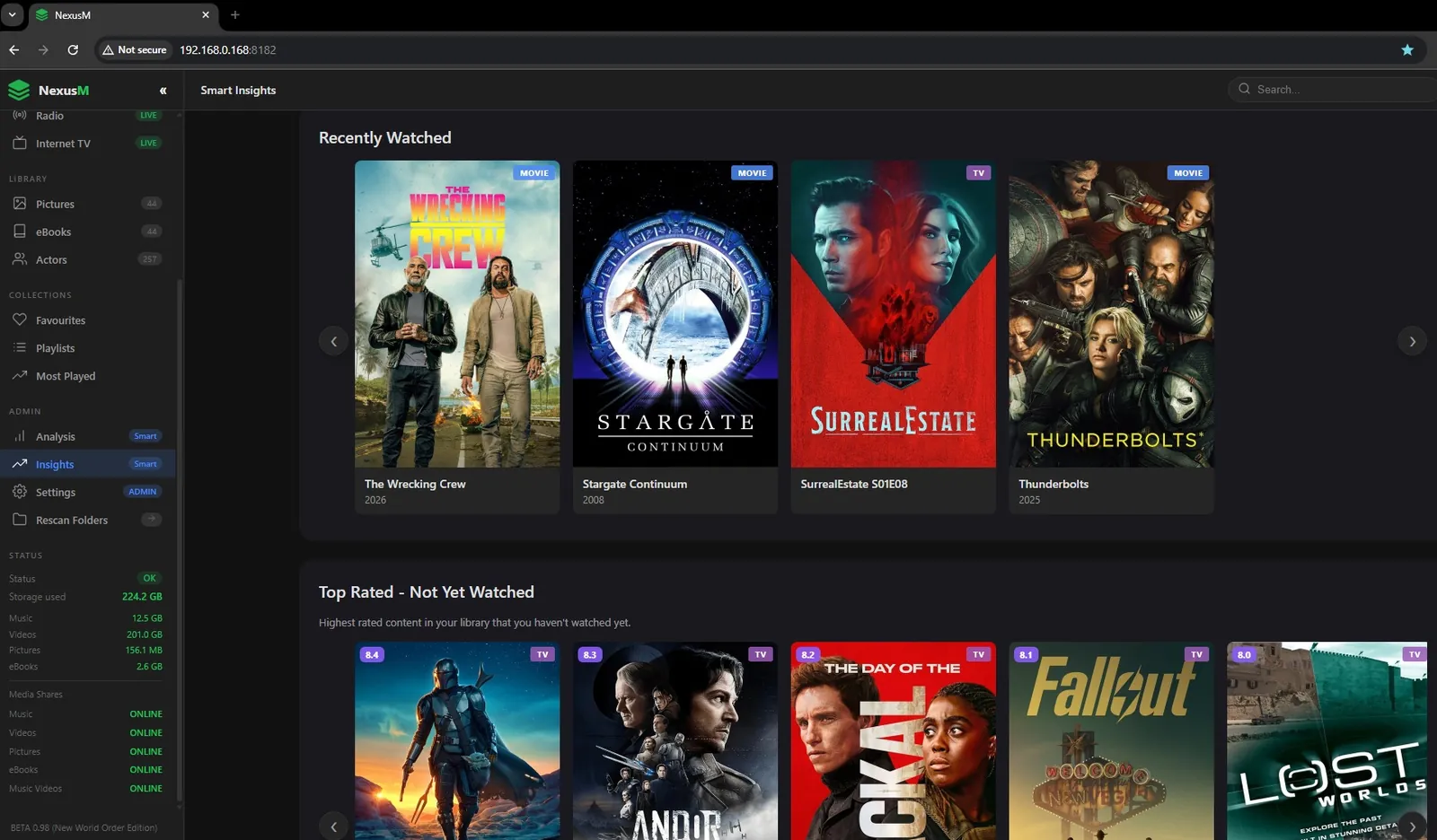 NexusM smart insights and viewing statistics