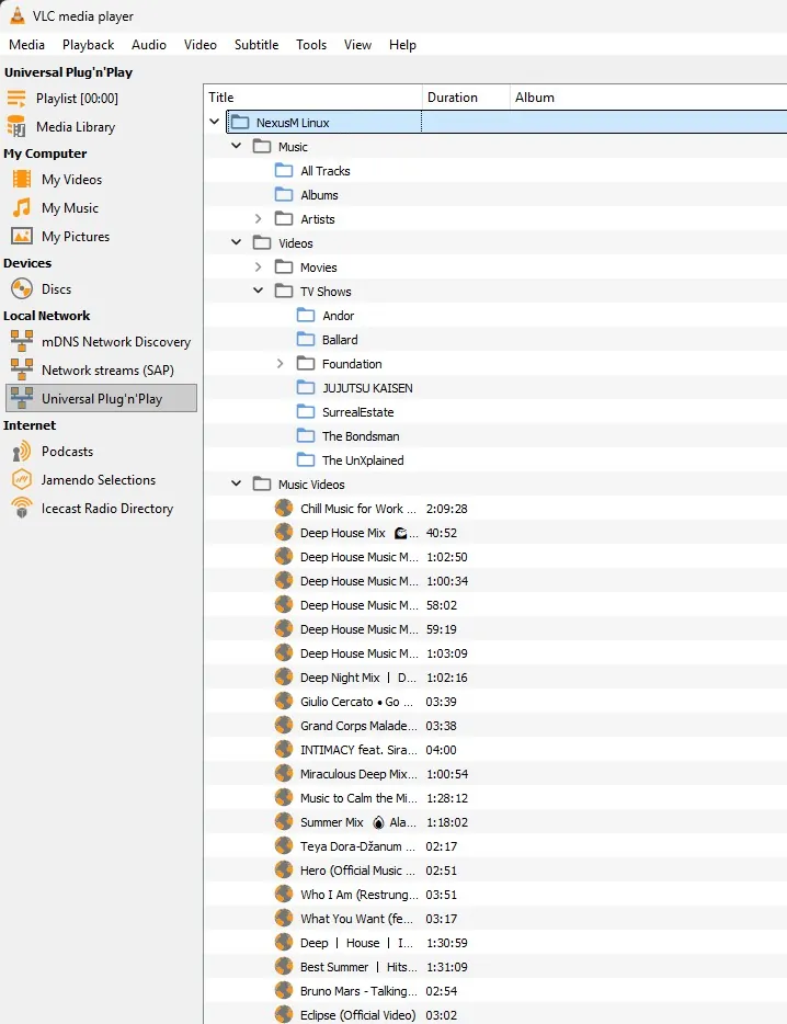NexusM DLNA and UPnP media server settings